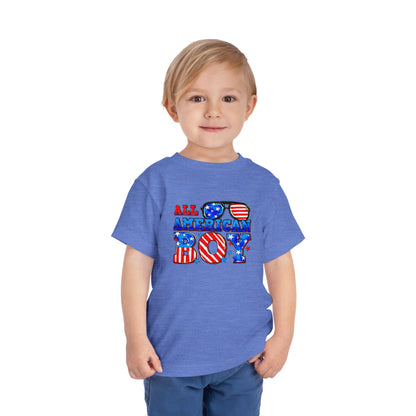 All American Boy Toddler Tee, Kids Patriotic Shirt, July 4th Outfit, Toddler Summer T-Shirt, USA Pride Apparel