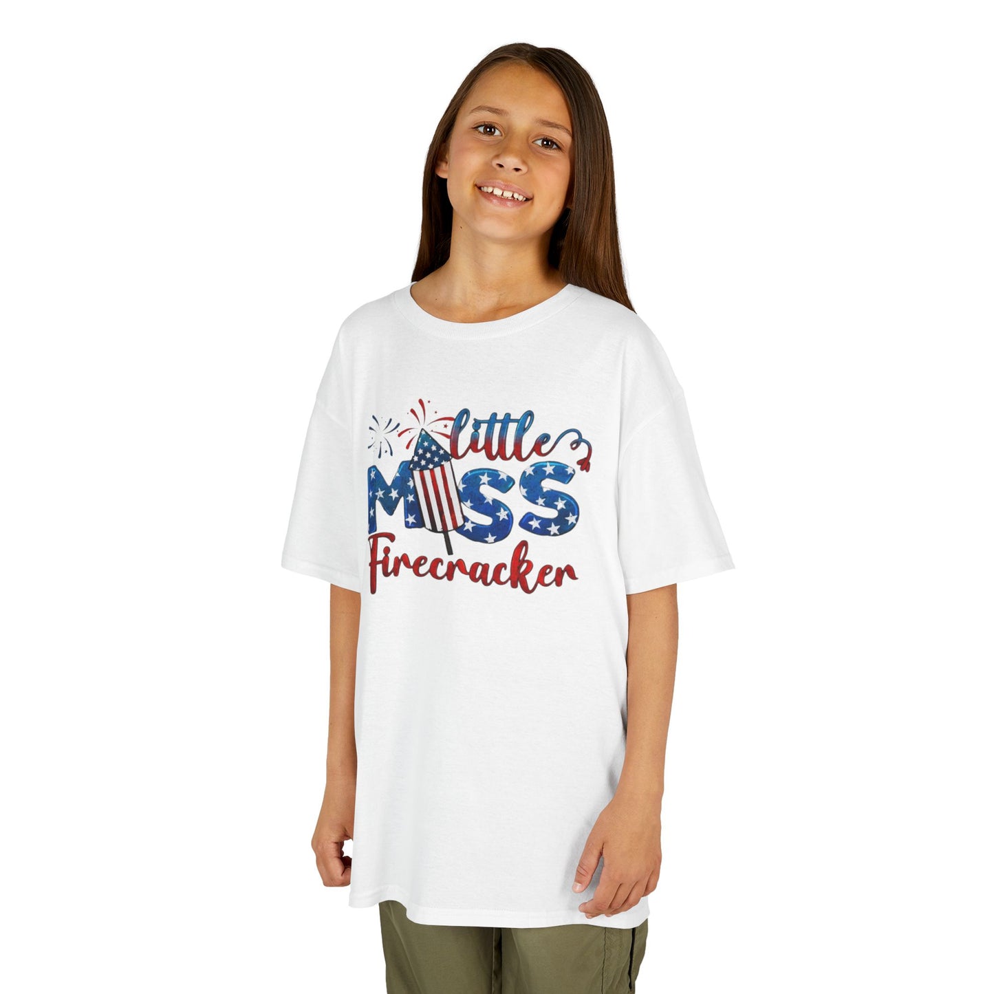 Kids 4th of July Tee - Little Miss Firecracker Shirt, Independence Day Outfit, Kids Summer Apparel, Patriotic T-Shirt, Fun Holiday Top
