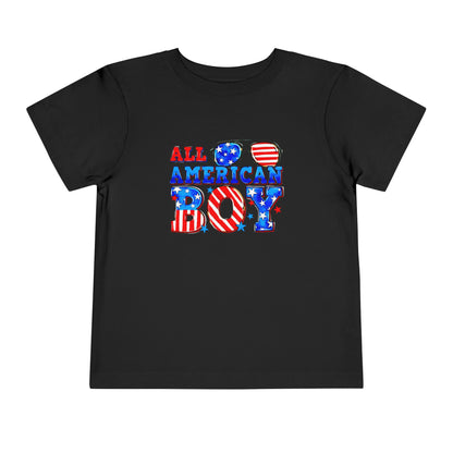 All American Boy Toddler Tee, Kids Patriotic Shirt, July 4th Outfit, Toddler Summer T-Shirt, USA Pride Apparel
