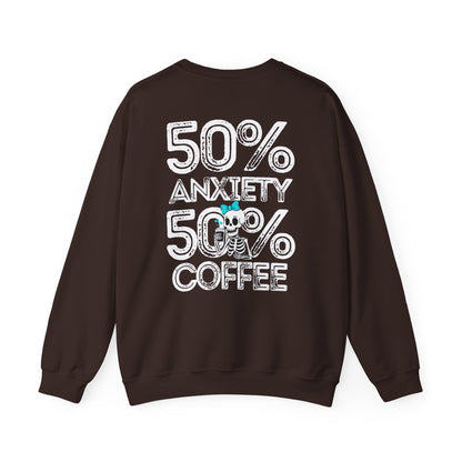 Unisex Fleece Crewneck 50% anxiety 50% coffee