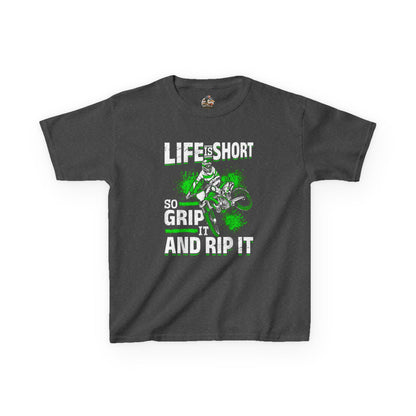 Kids Tee - "Life Is Short So Grip It And Rip It" Motocross Dirt Bike Shirt