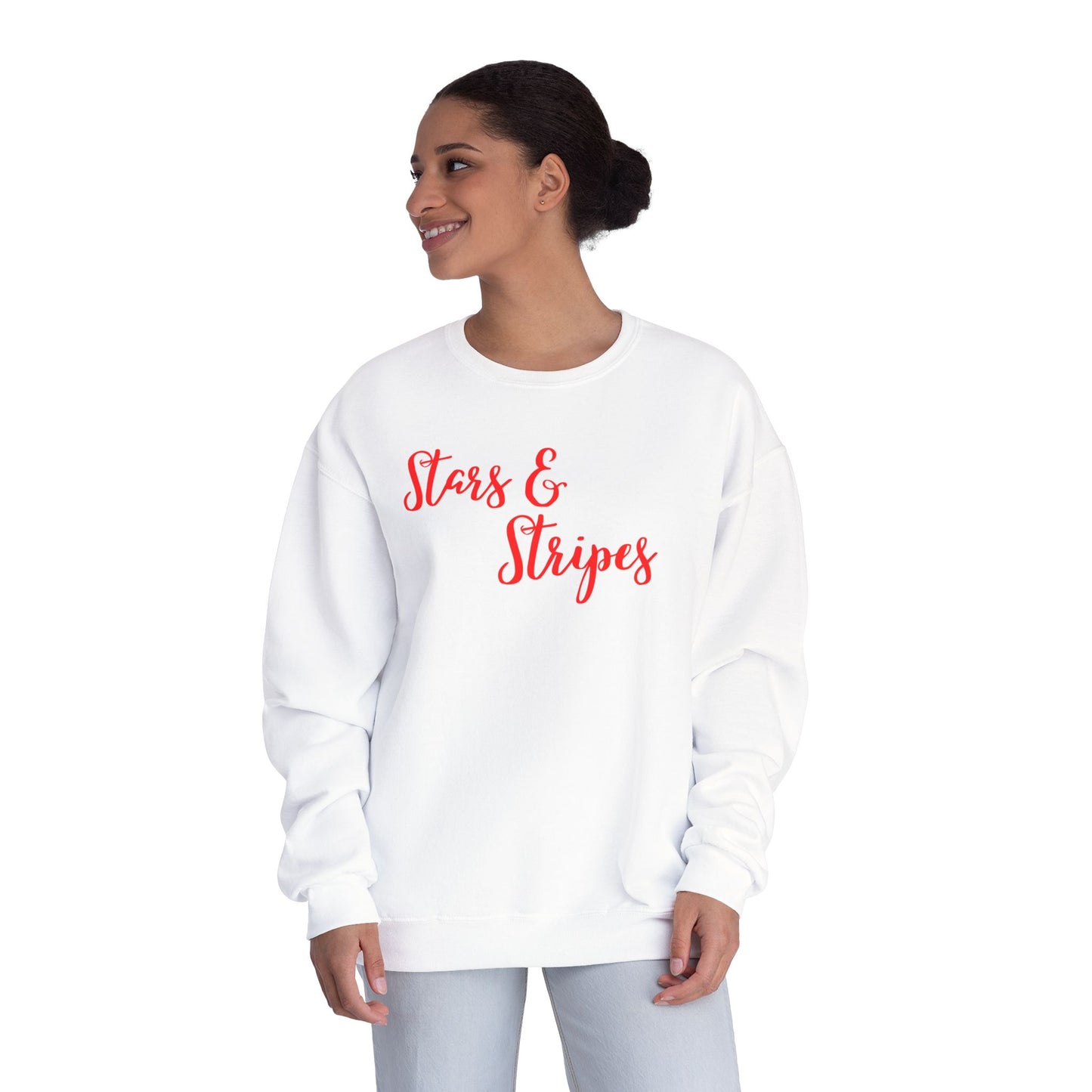 Stars & Stripes Unisex Crewneck Sweatshirt - Cozy Apparel for Casual Days, Gift for Independence Day, Summer BBQs, Fun Gatherings
