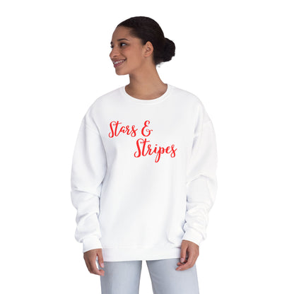 Stars & Stripes Unisex Crewneck Sweatshirt - Cozy Apparel for Casual Days, Gift for Independence Day, Summer BBQs, Fun Gatherings