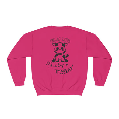 Feeling Extra Moody Unisex Crewneck Sweatshirt, Cute Cow Sweatshirt, Funny Sweatshirt, Animal Lover Gift, Cozy Casual Wear, Birthday Gift