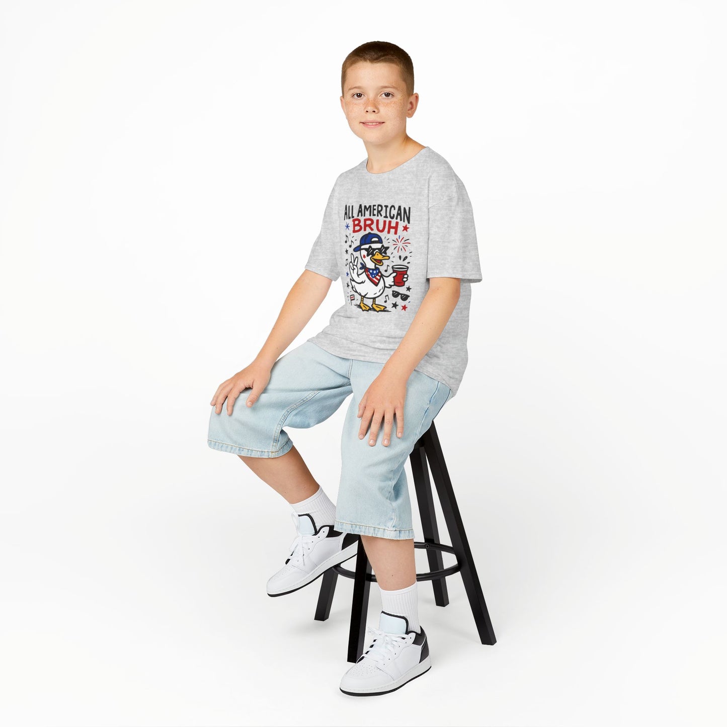 Patriotic Kids Tee, All American Bruh Shirt, Fun Summer Tee, Fourth of July Gift, Kids Celebration Apparel
