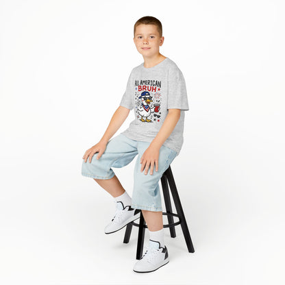 Patriotic Kids Tee, All American Bruh Shirt, Fun Summer Tee, Fourth of July Gift, Kids Celebration Apparel