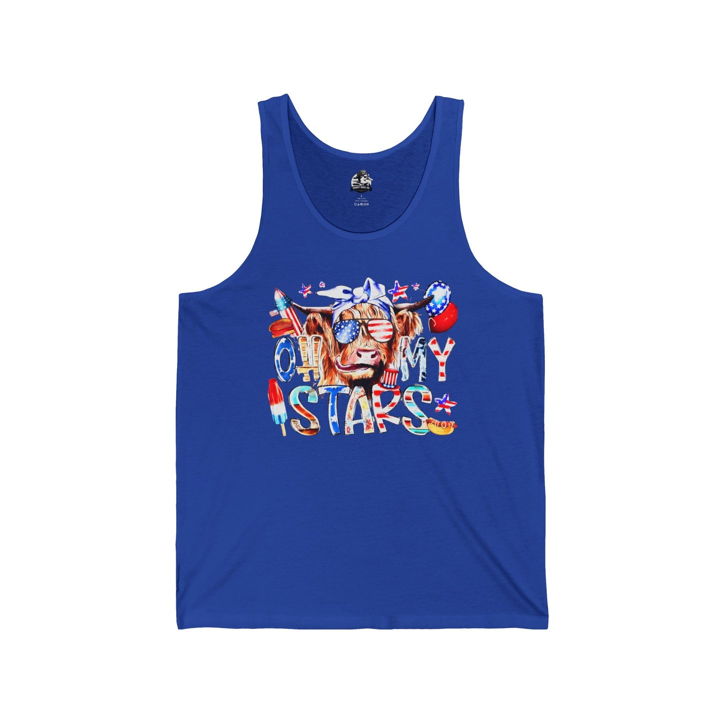 Unisex Jersey Tank with Stars Design | Patriotic Summer Top, 4th of July T-Shirt, Casual Wear, Festival Outfit, Pool Party