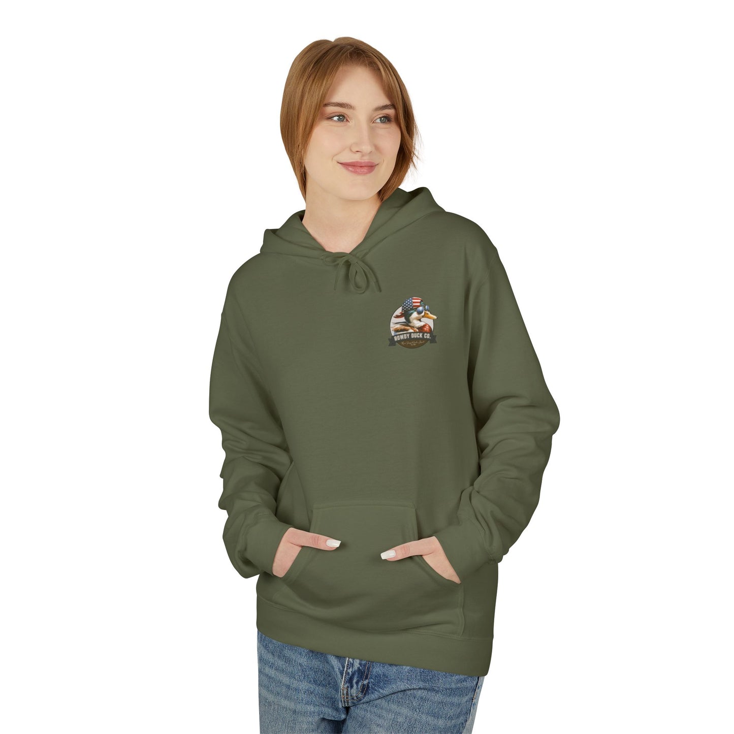 Patriotic Duck Hoodie, Fun Casual Wear for Outdoors, Gift for Animal Lovers, Unique Hoodie for Holidays, Comfy Everyday Style