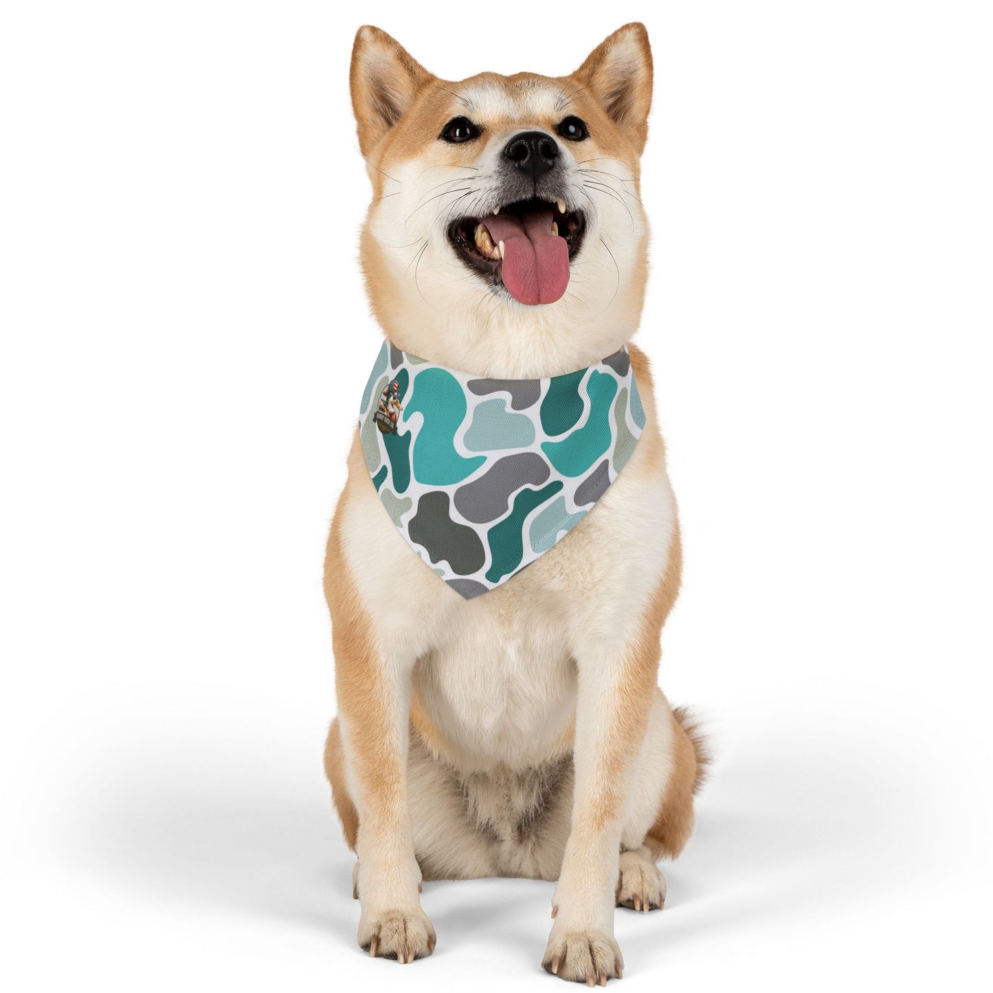 Stylish Turquoise Camo Pet Bandana Collar for Dogs - Perfect for Outings and Celebrations