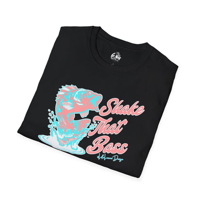 Shake That Bass Unisex Softstyle T-Shirt - Fun Fishing Graphic Tee