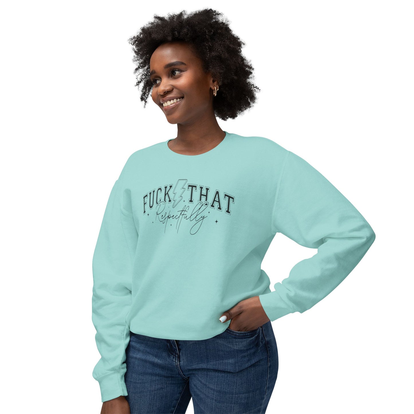 Trendy Crewneck Sweatshirt with 'F*** That' Design, Casual Wear, Gift for Friends, Relaxed Fit, Gift for Her