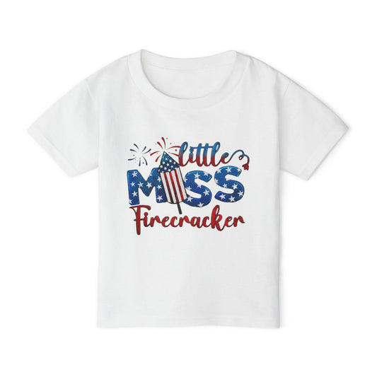 Toddler T-shirt, Little Miss Firecracker Tee, Fourth of July Outfit, Patriotic Toddler Shirt, Independence Day Gift