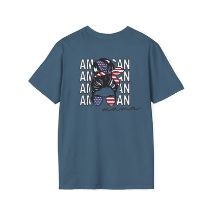 Patriotic Mama T-Shirt, Women's Tee, American Pride Shirt, Independence Day Fashion, Gift for Moms, Casual Summer Top