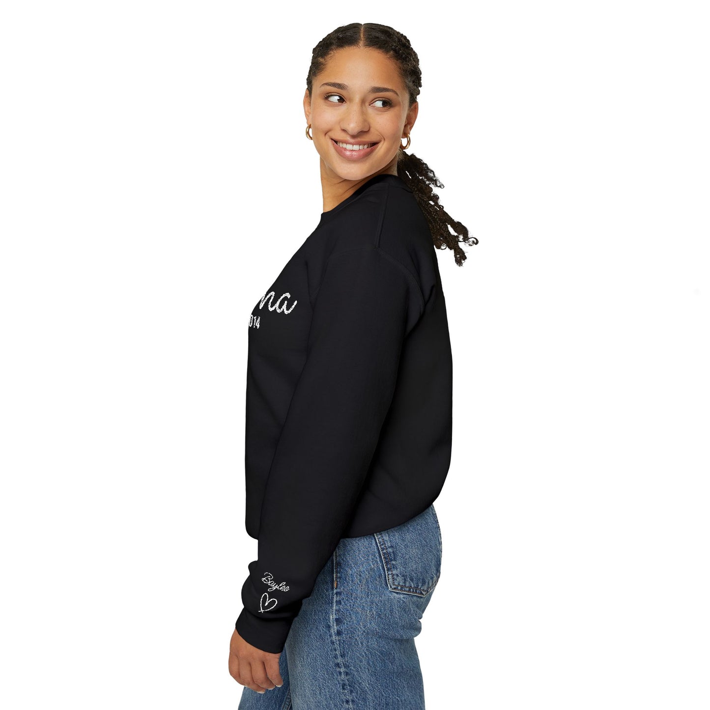 Custom Embroidered Mama Cursive Fleece Crewneck