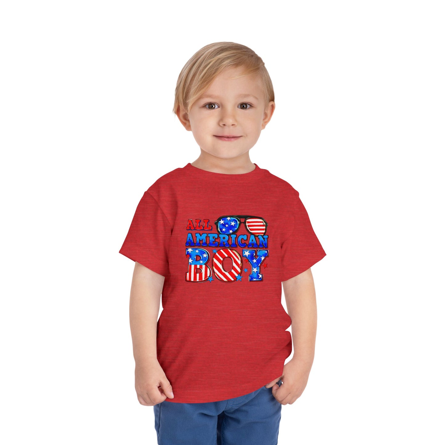 All American Boy Toddler Tee, Kids Patriotic Shirt, July 4th Outfit, Toddler Summer T-Shirt, USA Pride Apparel