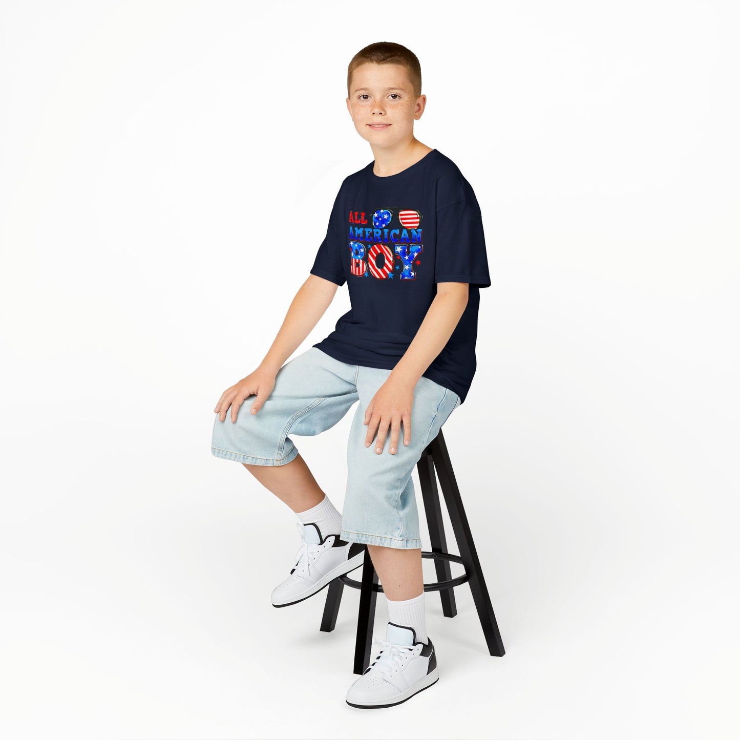 All American Boy Kids Tee, Patriotic T-Shirt, 4th of July Outfit, Independence Day Gift, Summer Kids Clothing