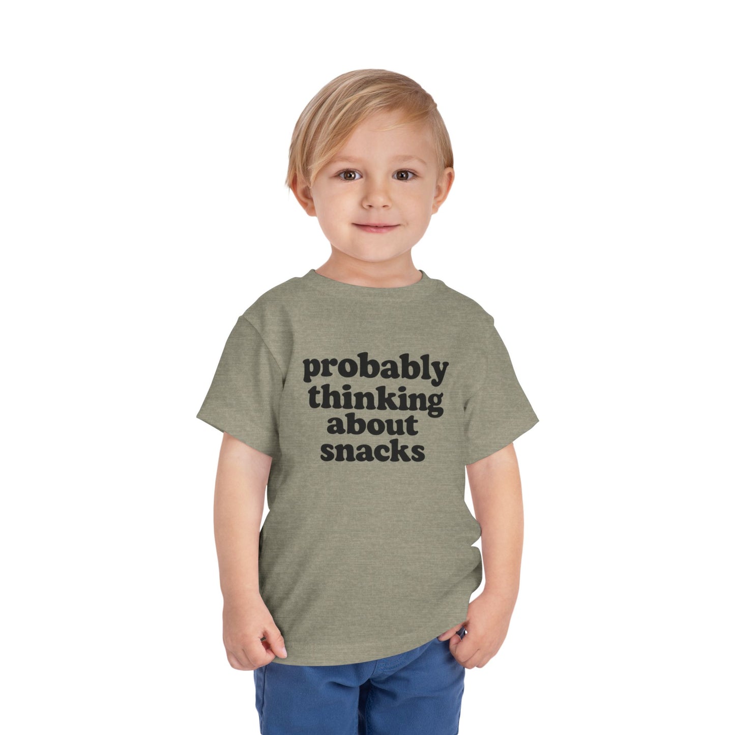 Toddler Tee - "Probably Thinking About Snacks" Cute Kid Graphic Shirt