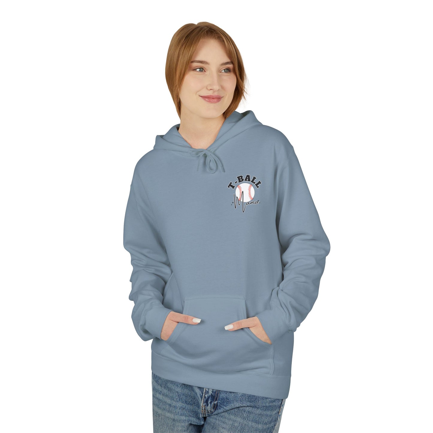T-Ball Mom Era Fleece Hoodie - Midweight Softstyle Sweatshirt for Sports Moms