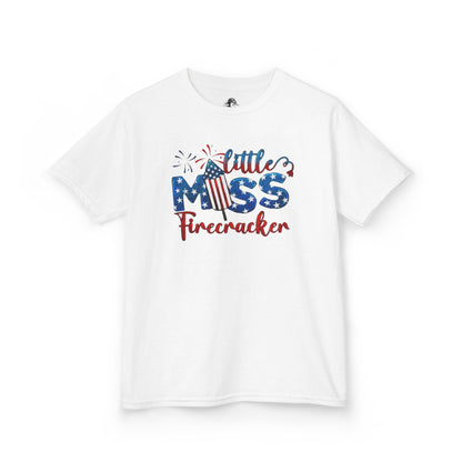Kids 4th of July Tee - Little Miss Firecracker Shirt, Independence Day Outfit, Kids Summer Apparel, Patriotic T-Shirt, Fun Holiday Top