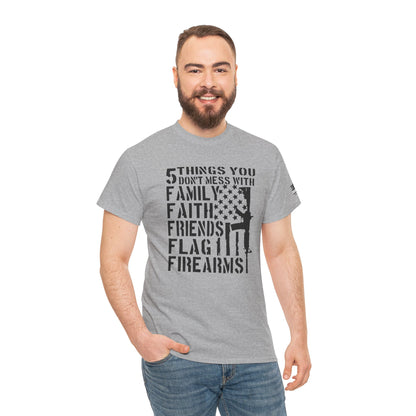 Patriotic Unisex Heavy Cotton Tee - 5 Things You Don't Mess With | Perfect for Veterans, Independence Day, Gifts
