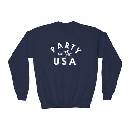 Party in the USA Youth Crewneck Sweatshirt, Kids Casual Wear, Patriotic Gift, Holiday Apparel, Independence Day Style, Birthday Present