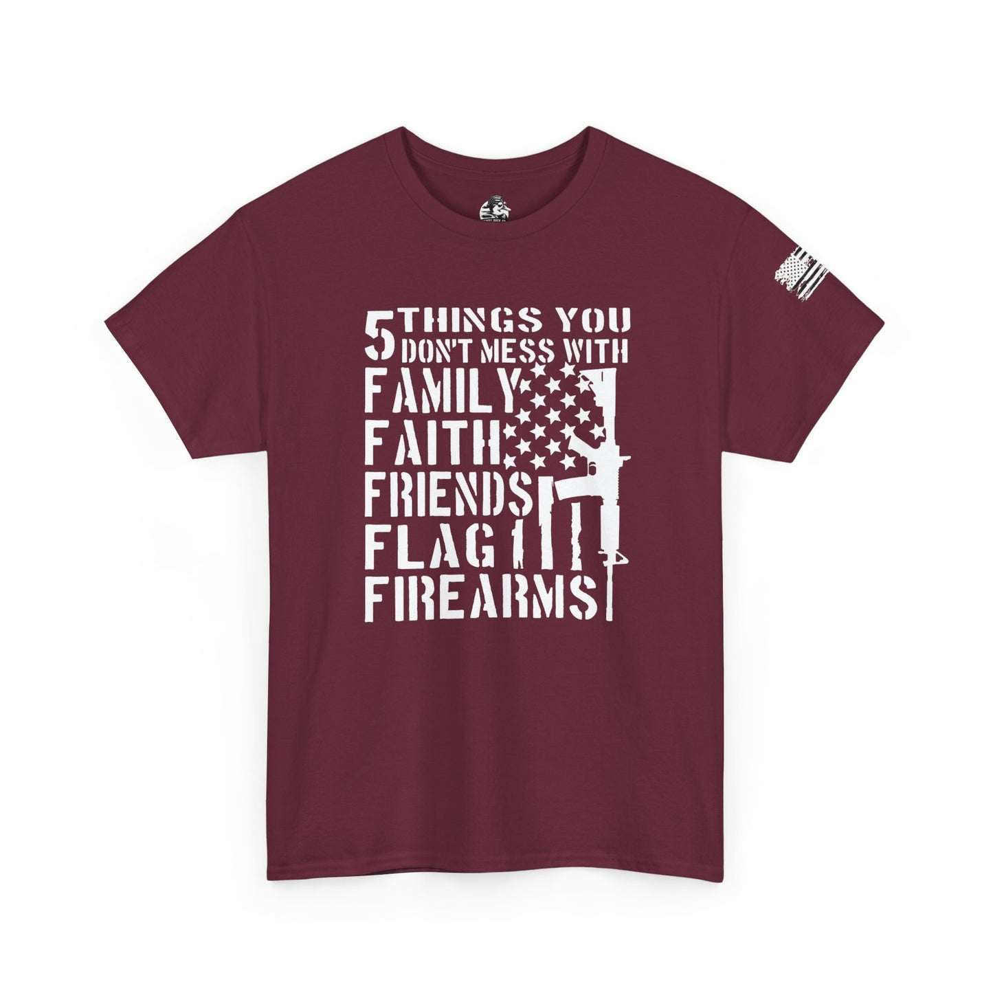 Patriotic Unisex Heavy Cotton Tee - 5 Things You Don't Mess With | Perfect for Veterans, Independence Day, Gifts