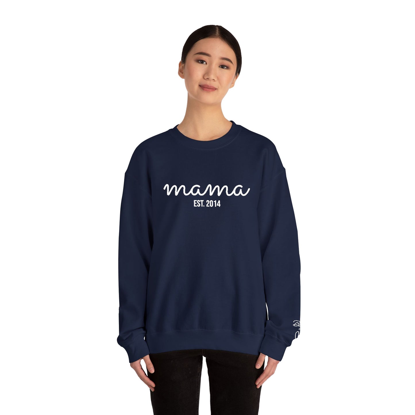 Custom Embroidered Mama Cursive Fleece Crewneck