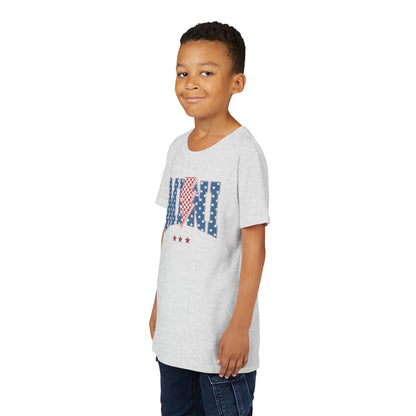 Patriotic Youth Tee, Kids 4th of July Shirt, Mini American Flag T-Shirt, Summer Playwear, Independence Day Gift