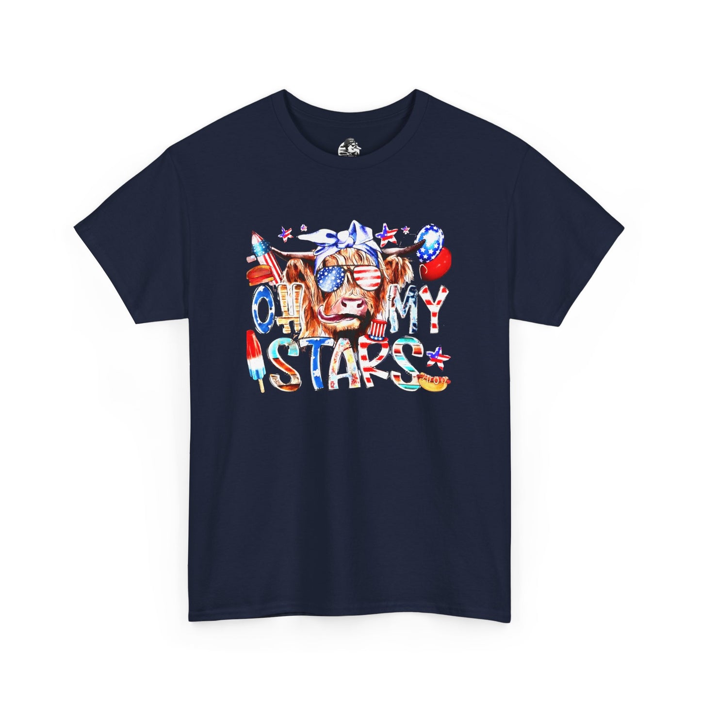 Cow red white & blue tee
