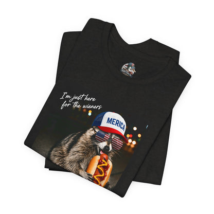 I’m just here for the wieners adult raccoon tee