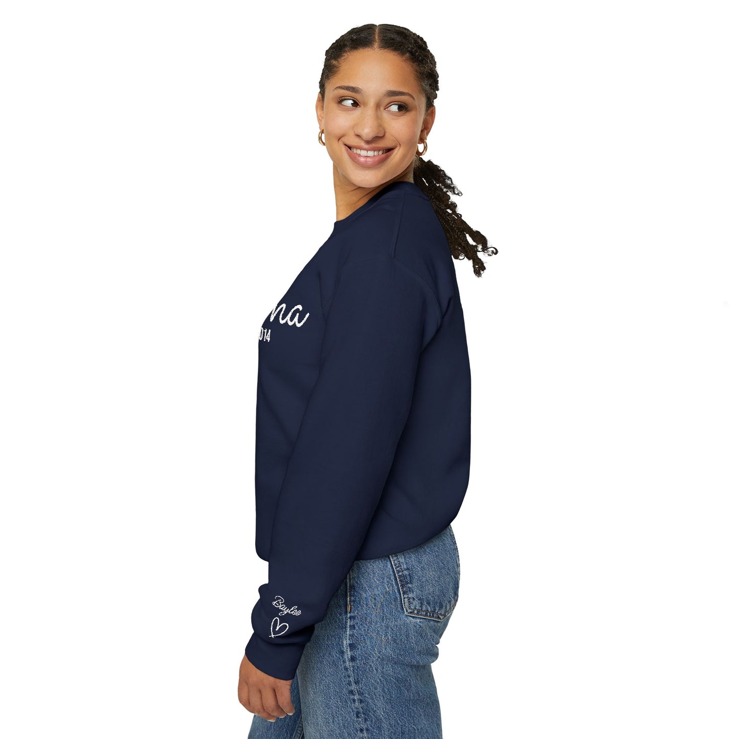 Custom Embroidered Mama Cursive Fleece Crewneck