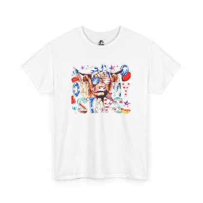 Cow red white & blue tee