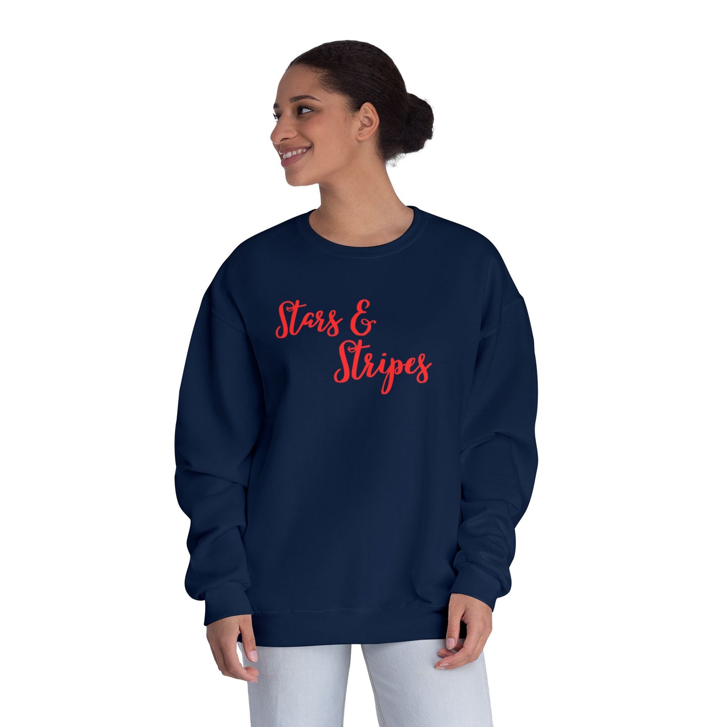 Stars & Stripes Unisex Crewneck Sweatshirt - Cozy Apparel for Casual Days, Gift for Independence Day, Summer BBQs, Fun Gatherings