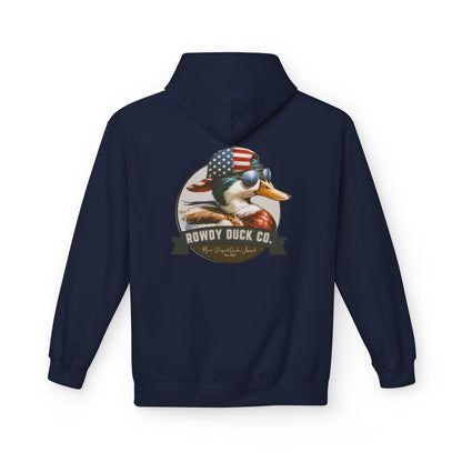 Patriotic Duck Hoodie, Fun Casual Wear for Outdoors, Gift for Animal Lovers, Unique Hoodie for Holidays, Comfy Everyday Style