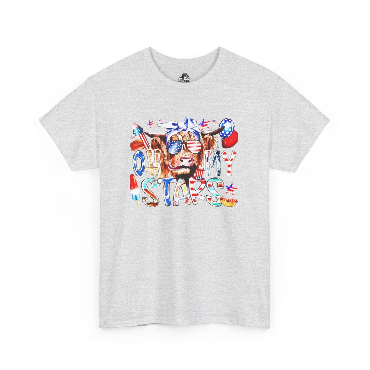 Cow red white & blue tee