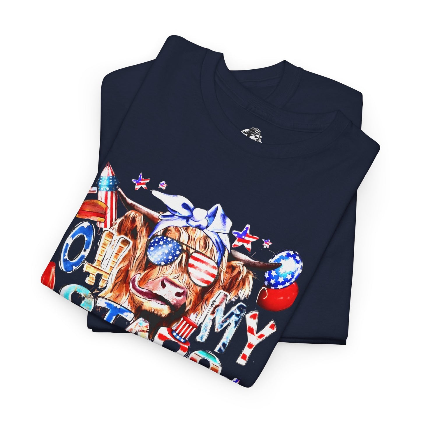 Cow red white & blue tee