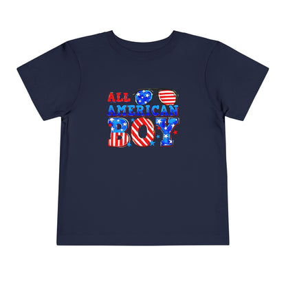 All American Boy Toddler Tee, Kids Patriotic Shirt, July 4th Outfit, Toddler Summer T-Shirt, USA Pride Apparel