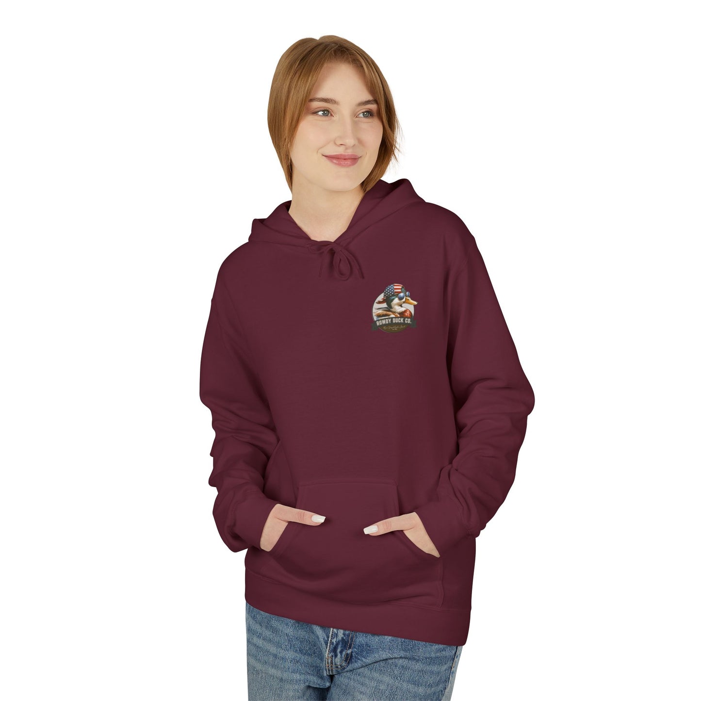 Patriotic Duck Hoodie, Fun Casual Wear for Outdoors, Gift for Animal Lovers, Unique Hoodie for Holidays, Comfy Everyday Style