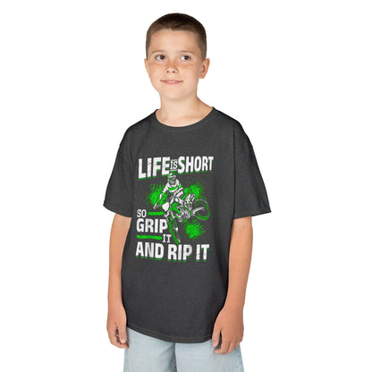 Kids Tee - "Life Is Short So Grip It And Rip It" Motocross Dirt Bike Shirt