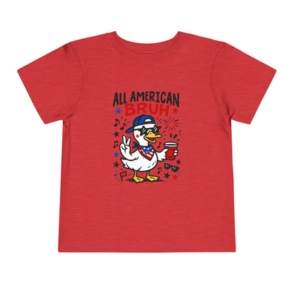 All American Bruh Toddler Tee, Cute Kids Shirt, Patriotic Toddler Outfit, 4th of July Apparel, Funny Duck Graphic Tee