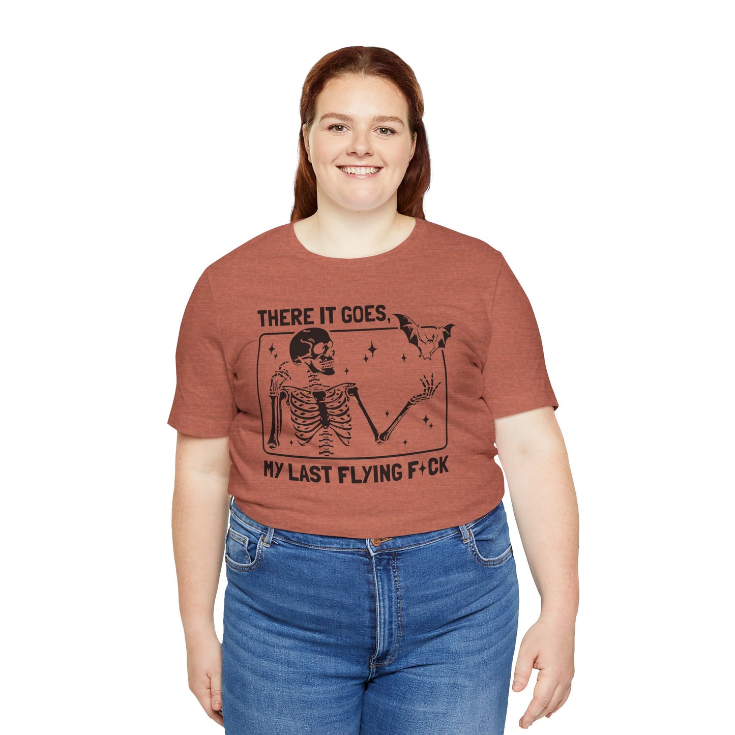 Funny Skeleton Graphic Tee "There Goes My Last Flying Fuck"