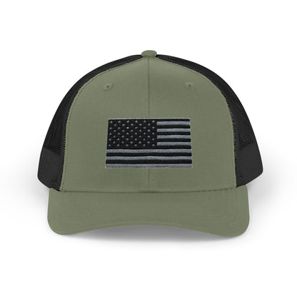 Patriotic Snapback Trucker Cap with American Flag Design