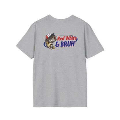 Fishing Enthusiast T-Shirt, Casual Summer Tee, Gift for Anglers, Outdoor Adventure Shirt, Red White & Bruh Design