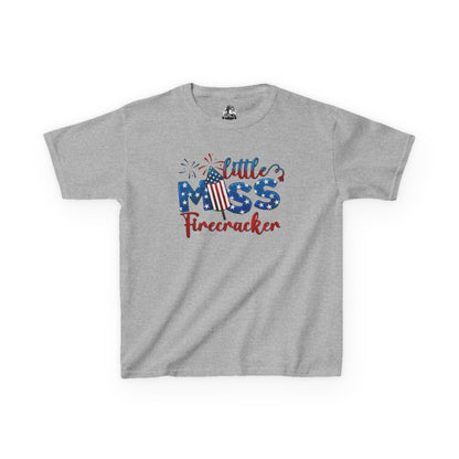 Kids 4th of July Tee - Little Miss Firecracker Shirt, Independence Day Outfit, Kids Summer Apparel, Patriotic T-Shirt, Fun Holiday Top